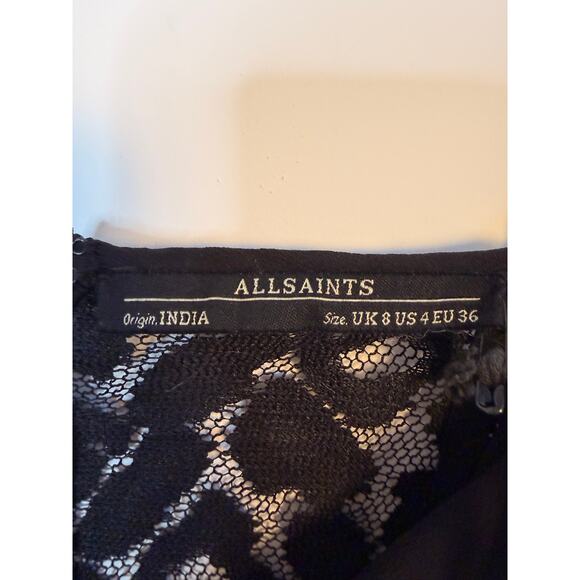 AllSaints Black Lace Chain Detail Cocktail Dress Size US 6 - Picture 8 of 9
